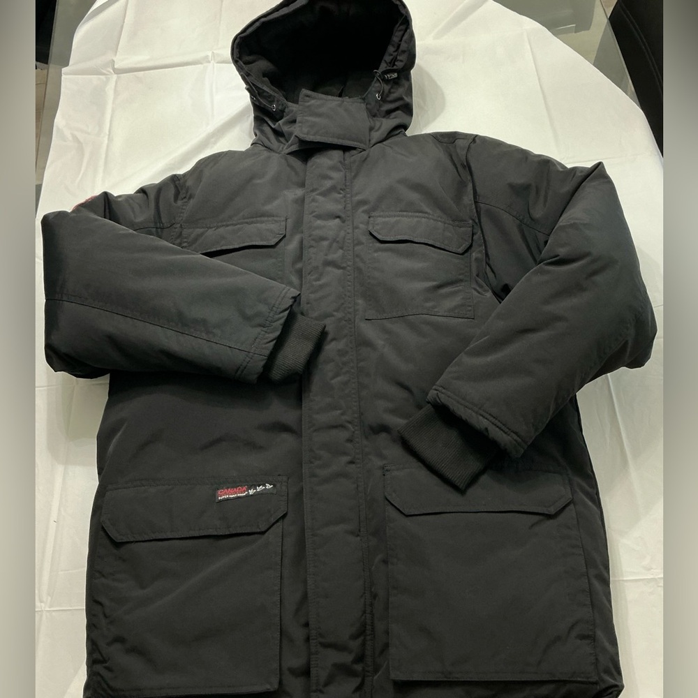 Canada Weather Gear Men’s Black Down Puffer Hooded Parka Jacket Size L READ